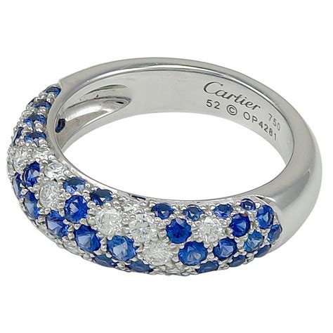 Cartier Diamond Sapphire Gold Band Ring at 1stDibs | diamond and sapphire band, cartier diamond ...