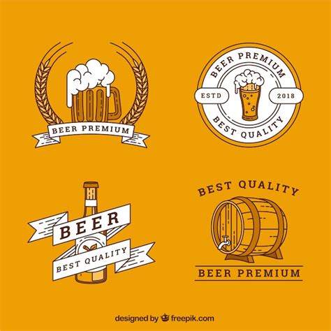 Flat beer logo collection | Free Vector