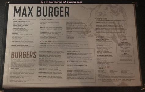 Online Menu of Max Burger Restaurant, Longmeadow, Massachusetts, 01106 - Zmenu