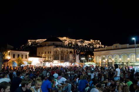 Nightlife in Plaka on August 1, 2013 in Athens, Greece. Editorial Stock Photo - Image of sale ...