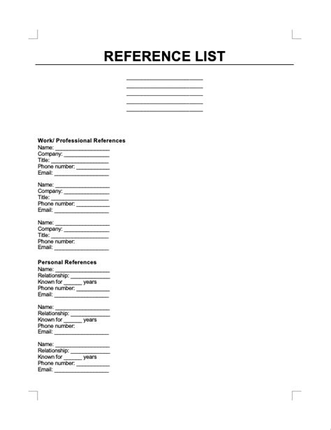 Free Reference List Template | Downloadable PDF & Word