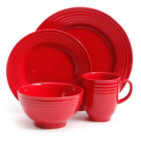 Gibson 16 pc. Stanza Stoneware Dinnerware Set - Red