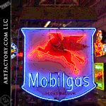 Mobil Pegasus Neon Sign: Double Sided Original Vintage Porcelain