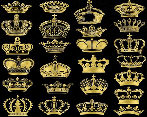 Golden Crown Crown Clip Art Crown Silhouette Digital | Etsy