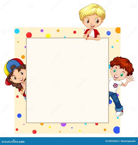 Border Design with Children Stock Vector - Illustration of child, paper ...