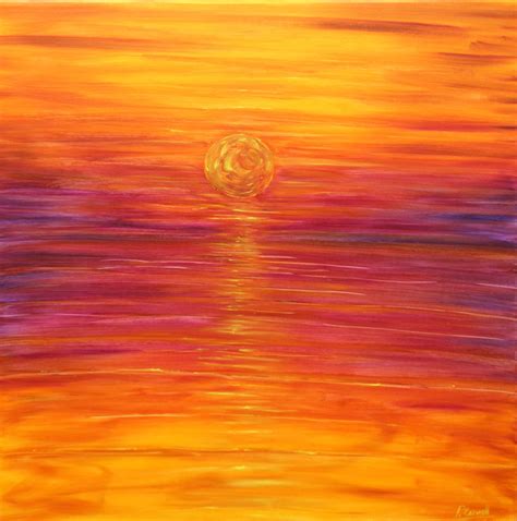 Putsborough Sunset Painting in an Orange Sky – Pete Caswell Ski Art Paintings & Ski Prints