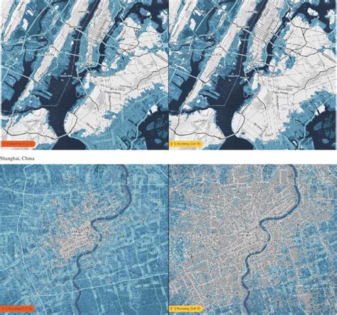 Sea level rise impact for 2C and 4C in New York and Shanghai. Source:... | Download Scientific ...