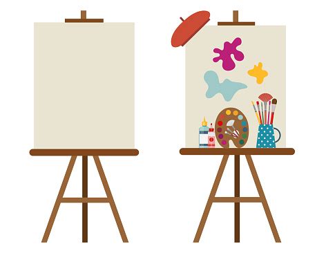 Art Easel Canvas Artist Painting Tripod Stock Illustration - Download Image Now - iStock