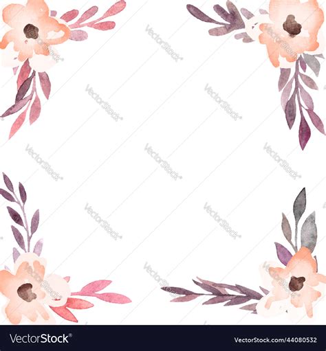 Watercolor flower frame border wedding invitation Vector Image