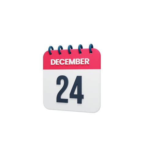 December Realistic Calendar Icon 3D Rendered Date December 24 12424175 PNG