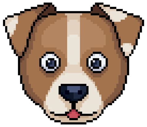 Pixel art dog face vector icon for 8bit game on white background ...