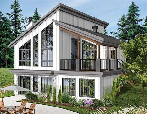 Plan 22522DR: Modern Vacation Home Plan for the Sloping Lot - 2085 Sq Ft | Planos de casas ...