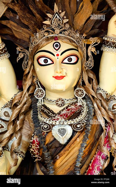 Goddess durga idol on durga puja festival ; Calcutta Kolkata ; West ...