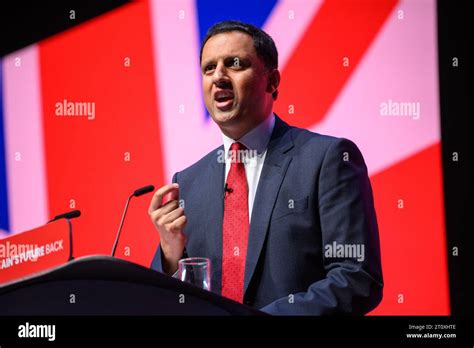 London, UK. 9 October 2023. Scottish Labour leader Anas Sarwar speaks ...