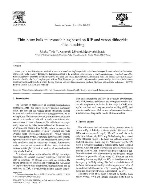 (PDF) Thin-beam bulk micromachining based on RIE and xenon difluoride ...