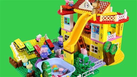 Peppa Pig Lego House Toys For Kids DUPLO Lego Set With Water Slide Creations Toys Kids Princess ...