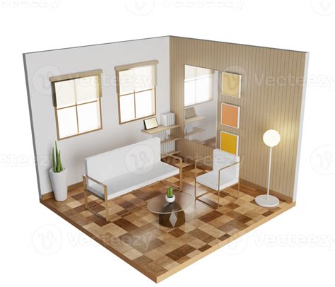 living room interior 3d illustration isometric 13167946 PNG