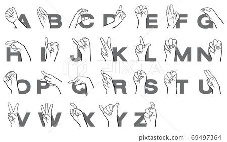 Hand sign language alphabet Letter Collection... - Stock Illustration [69497364] - PIXTA