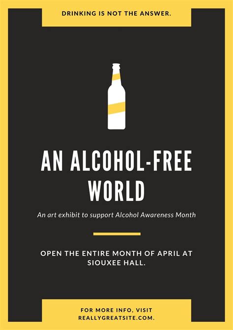 Black Yellow Modern Quote Alcohol Awareness Poster - Templates by Canva