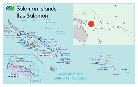 Large political map of Solomon Islands with cities and airports | Solomon Islands | Oceania ...