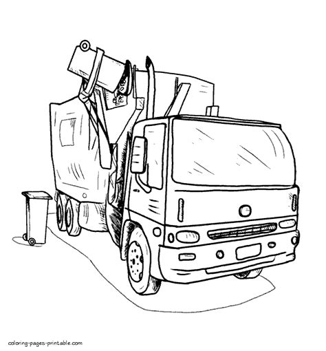 Garbage truck coloring page - techsmyte