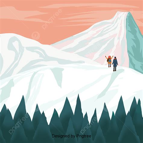 Flat Wind Winter Climbing Snow Mountain Illustration Background, Flat ...