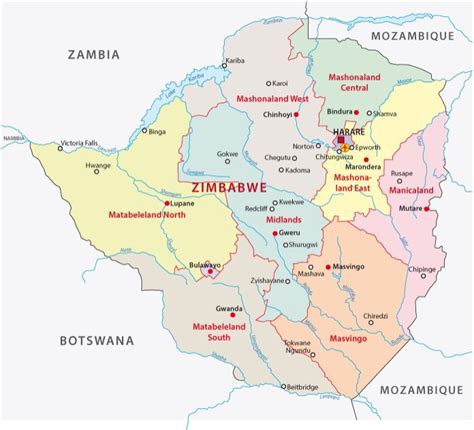 Zimbabwe On The Map Political Map Of Zimbabwe Zimbabwe Provinces Map ...