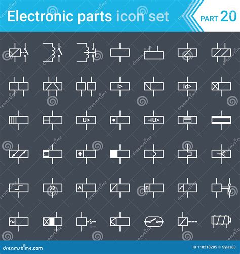 Electric and Electronic Icons, Electric Diagram Symbols. Relays and Electromagnets. Stock Vector ...