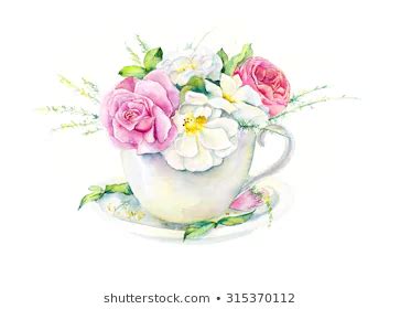Flowers in Teacup Images, Stock Photos & Vectors | Shutterstock | Flower illustration, Rose ...