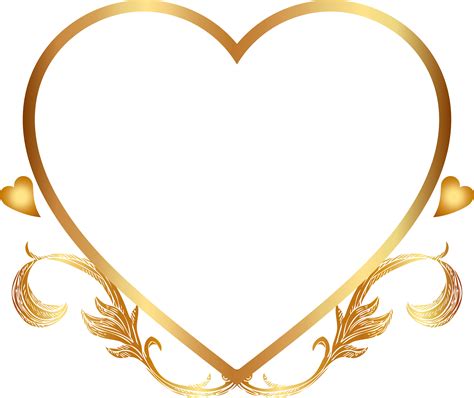 Download Drawing Photography Clip Art - Golden Heart Frame Png Transparent Png (#5813954 ...