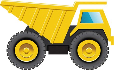 a yellow dump truck with black tires