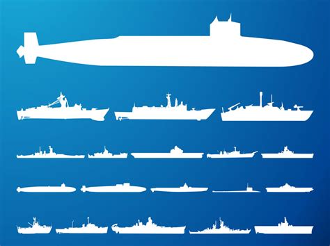 Submarines And Ships Silhouettes Vector Art & Graphics | freevector.com