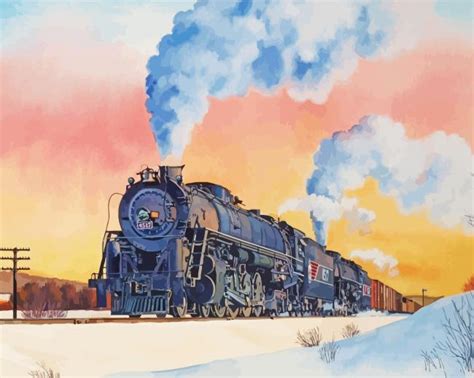 Railway Train In Snow - 5D Diamond Paintings - DiamondPaintings.SHOP