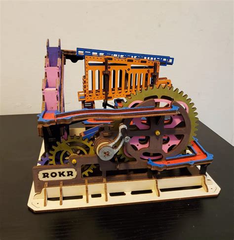 ROKR Marble Run Wooden Model Kits 3D Mechanical Puzzle with Chalk Boar