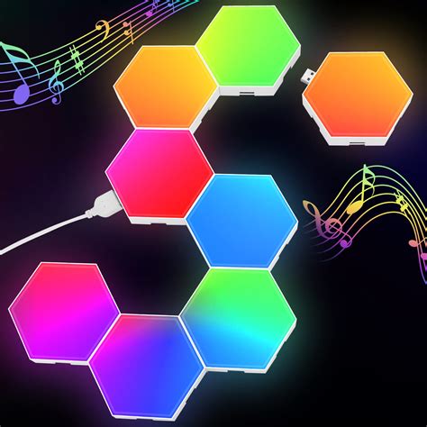 Buy Hexagon Lights Gaming - 8 Pack RGB Led Hex Light Panels Hexagon Smart Wall Lights Sync to ...