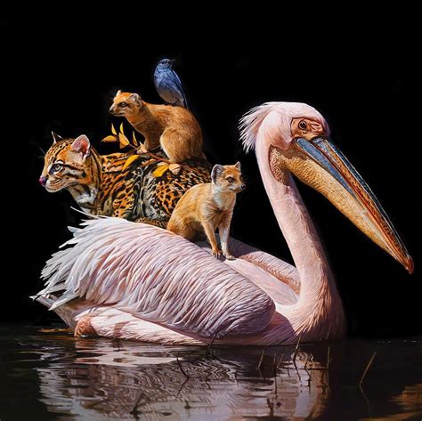 Animal Paintings Depict Migrating Wildlife Carrying Tiny Ecosystems