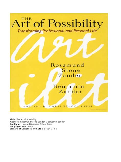 Book Summary of Art of Possibilities | PDF | Thought