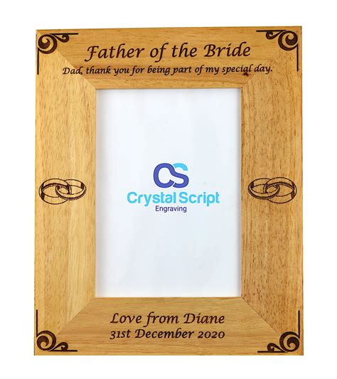 Personalised Father of the Bride-Solid Wood Photo Frame – Crystal Script