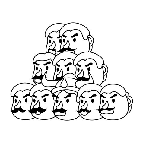 ravana with ten heads character line style icon 2604677 Vector Art at ...