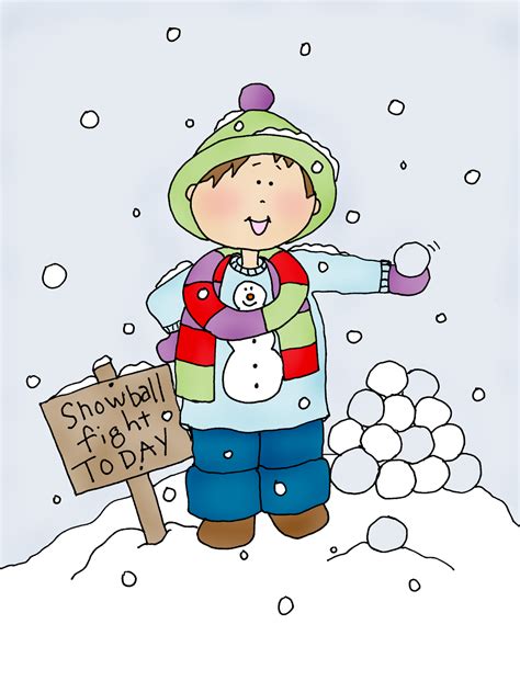 Free Dearie Dolls Digi Stamps: Snowball Fight Today!