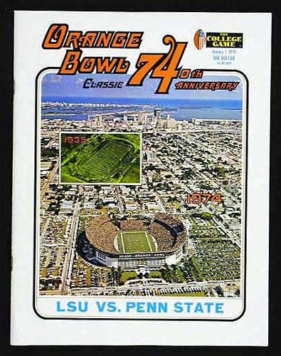 1974 Orange Bowl Program LSU vs Penn State Football Program