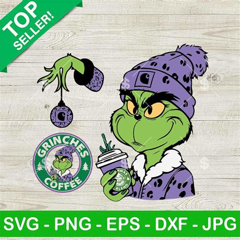 Carhartt Grinch Starbucks SVG Bundle, Purple Grinch Coffee Christmas ...