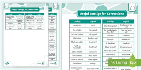 Teacher Planner: Gaeilge Phrases for Corrections - Twinkl