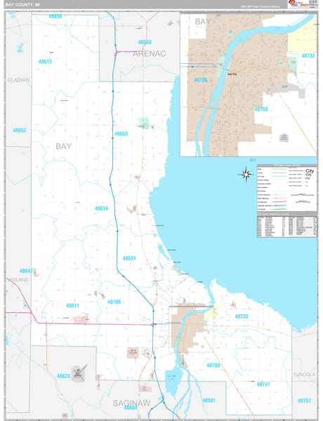 Bay County, MI Map - Premium