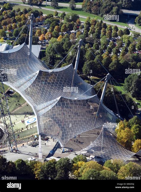 The famous roof of the Munich Olympic stadium designed by Behnisch and ...