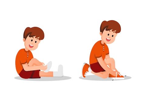 Kids Tying Shoes Clipart