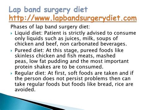 Lap band surgery diet