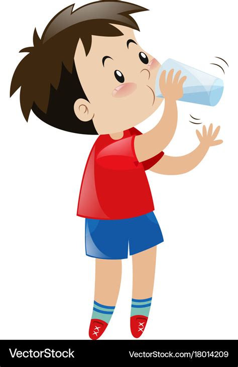 Boy drinking water from glass Royalty Free Vector Image