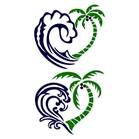 Palm Tree Waves Beach Love Ocean Cuttable Design PNG DXF SVG & - Etsy | Beach tattoo, Palm tree ...