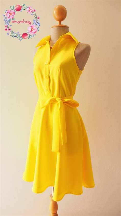 DOWNTOWN Canary Yellow Dress Lemon Club Dress Yellow Shirt - Etsy | Yellow dress summer, Yellow ...